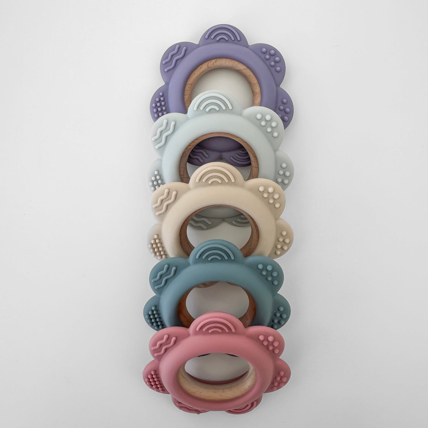 Garden Party Teether Collection - Silicone & Beechwood Flower