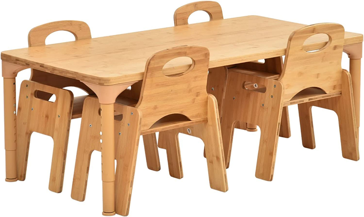 Avenlur Adrian - Sustainable Bamboo Toddler Table and Chair 5 Piece Set