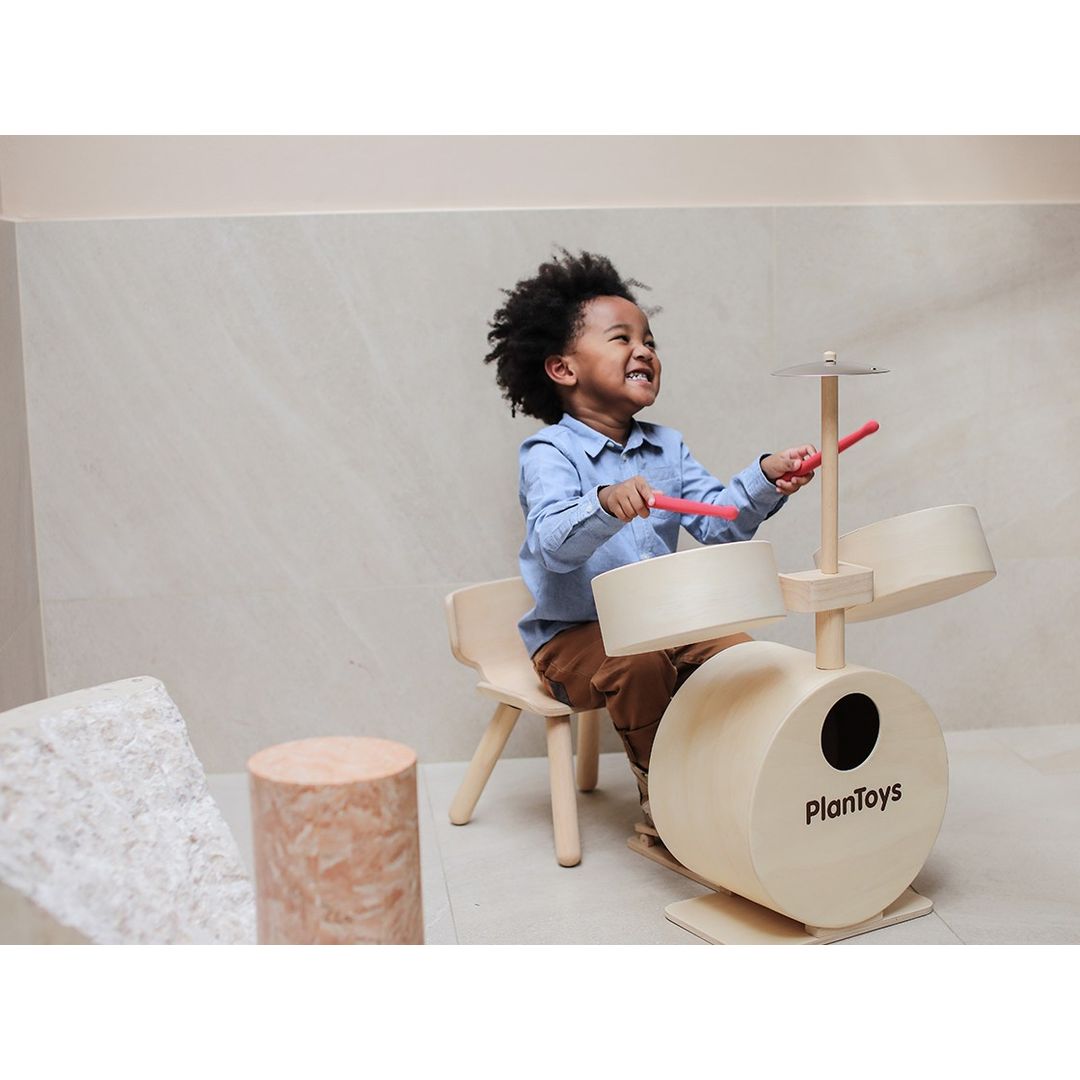 PlanToys Eco-Friendly Wooden Kids' Drum Set