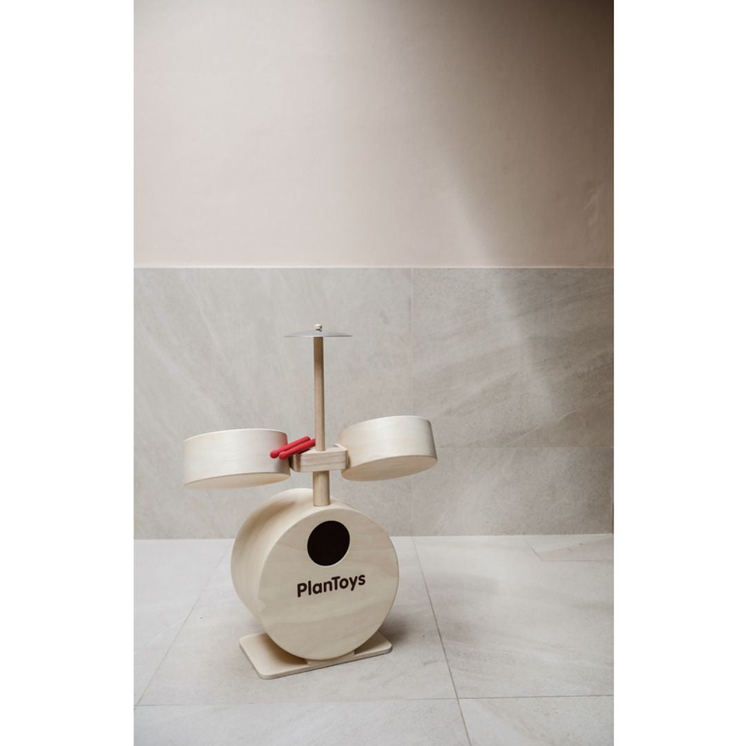 PlanToys Eco-Friendly Wooden Kids' Drum Set