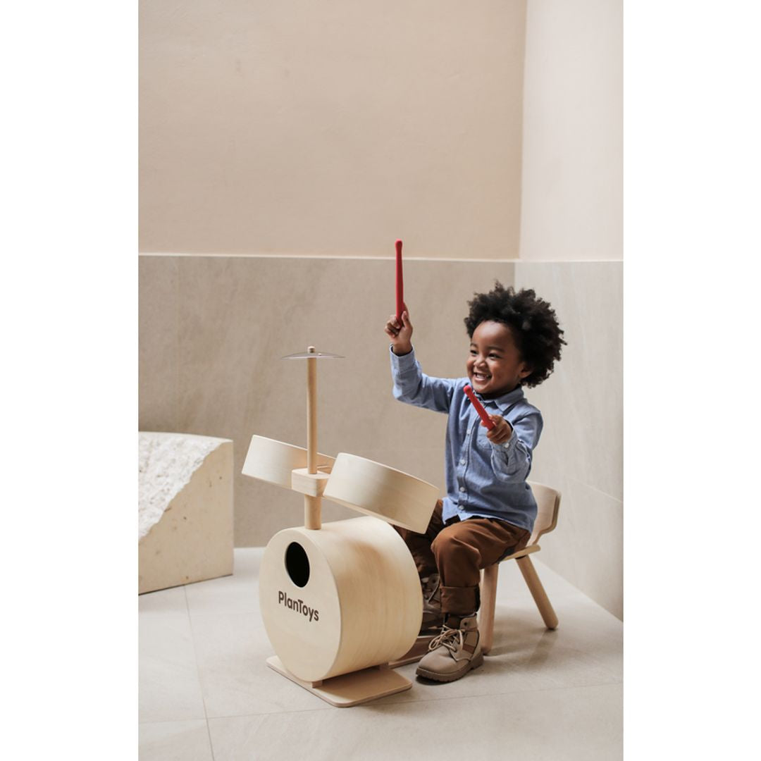 PlanToys Eco-Friendly Wooden Kids' Drum Set