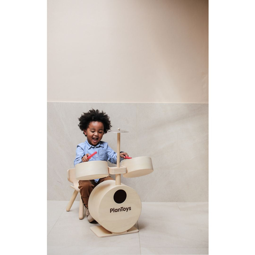 PlanToys Eco-Friendly Wooden Kids' Drum Set