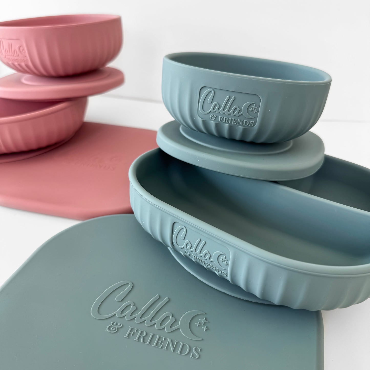 Calla and Friends Boston Bowl | 100% Food-Grade Silicone Suction Bowl with Lid | BPA-Free Toddler Bowl