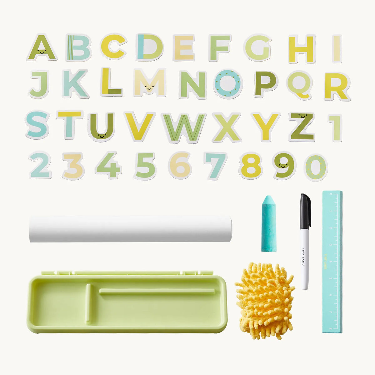 Tiny Land® Double-Sided Magnetic Tabletop Easel – Whiteboard, Chalkboard & Paper Roll with Letter Magnets, Ages 3+