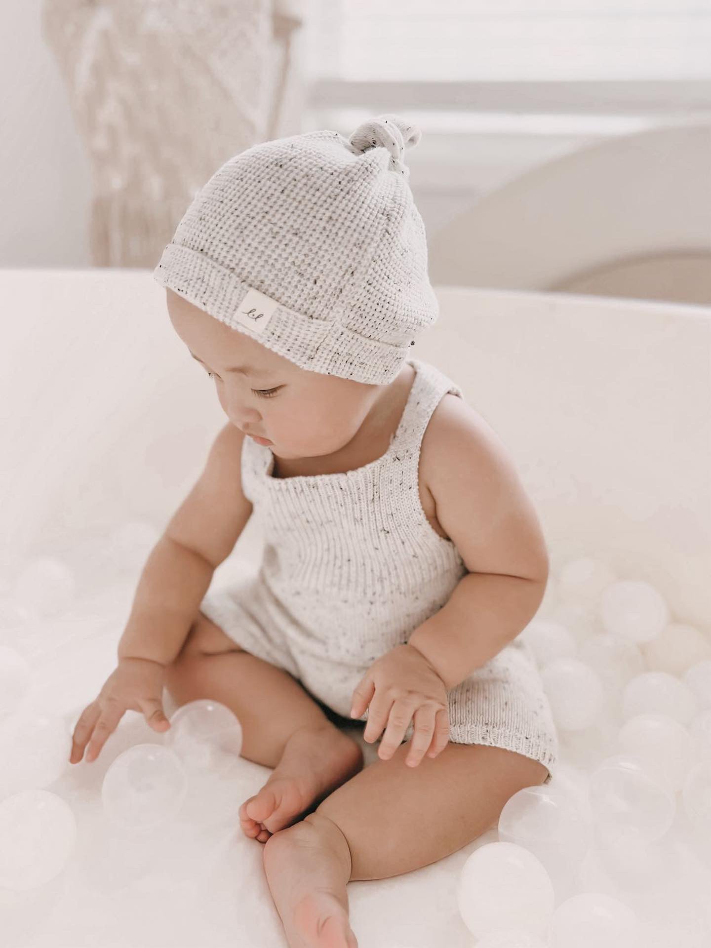 Luna + Luca Organic Cotton Knotted Hat - Black Speckle