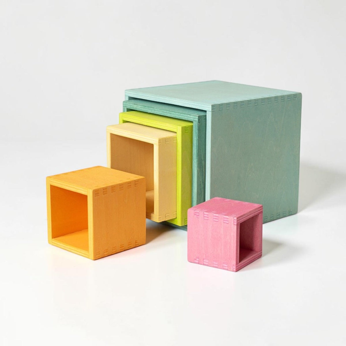 Green Elephant 6-Piece Pastel Wooden Nesting Boxes – Stacking & Sorting Toy