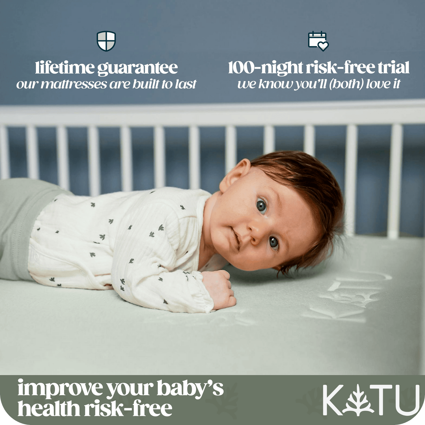 KATU Organic 2-Stage Crib Mattress - 100% GOTS & GOLS Certified Plastic-Free