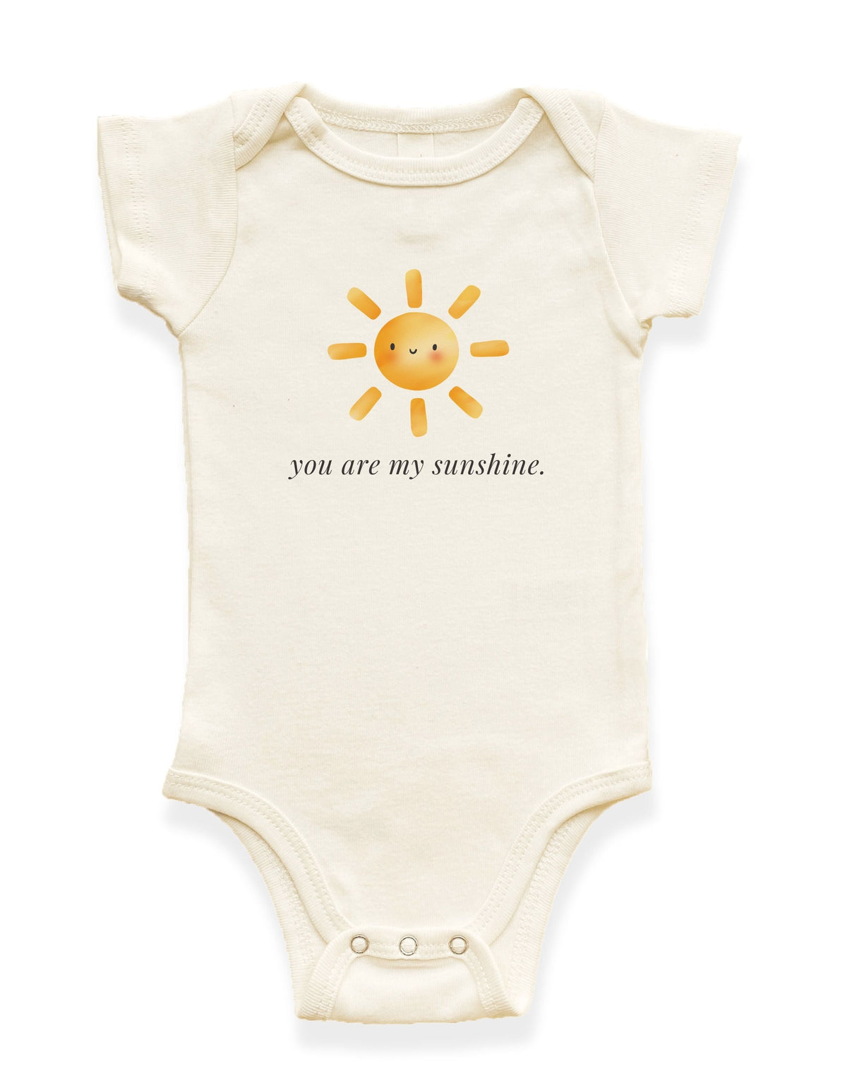 You Are My Sunshine Organic Cotton Baby Bodysuit – Short Sleeve, 0–18M