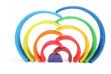 Load image into Gallery viewer, 10 Pcs STAINED Wooden Rainbow Stacking Puzzle Blocks in Sunset Color
