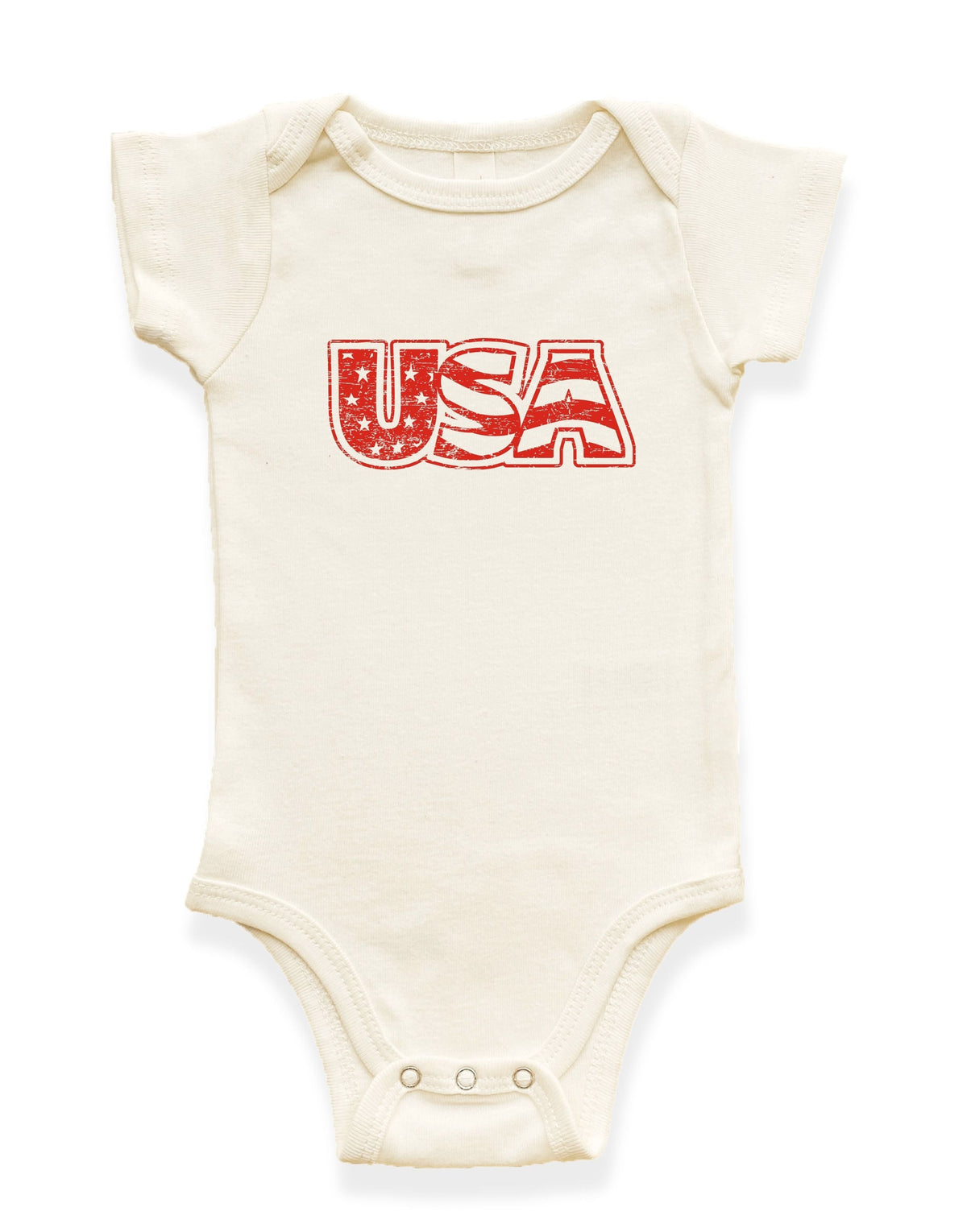 USA Organic Cotton Baby Bodysuit – Short Sleeve, 0–24M