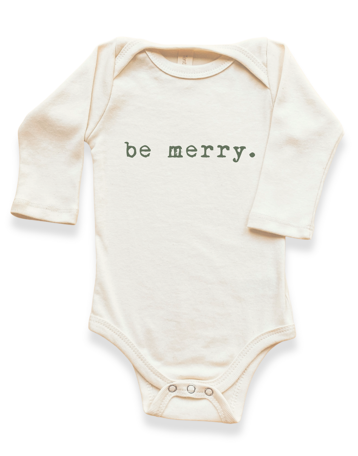 Be Merry Organic Cotton Baby Bodysuit – Long Sleeve, Red or Olive, 0–24M