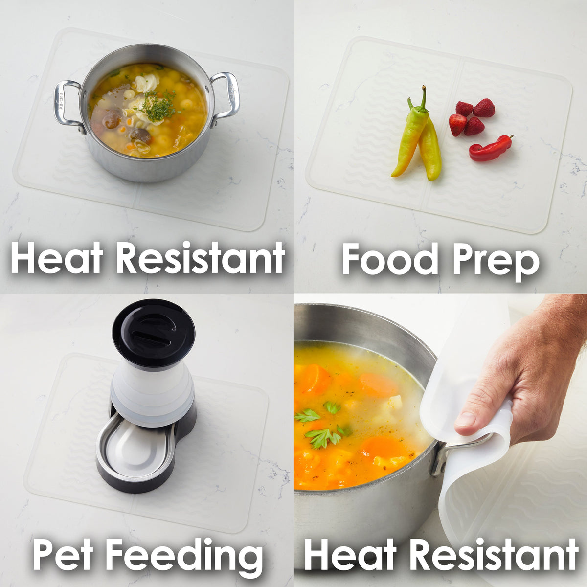 PopYum Silicone Drying Mat, 12 x 16 in – Clear Frosted, Heat Resistant