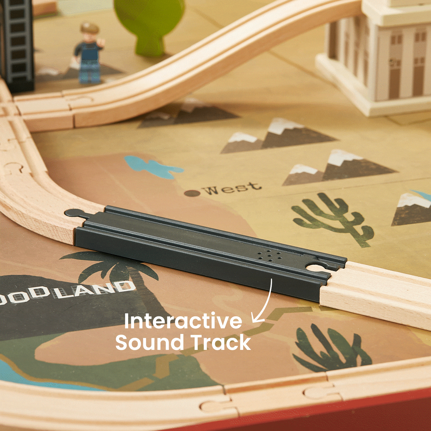 Tiny Land 1920 Railway Adventure Wooden Train Table – 102-Piece Train Set with Storage