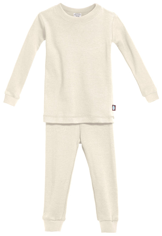 City Threads Boys and Girls Soft GOTS Certified Organic Cotton Snug Fit Pajama Sets   | Oatmeal