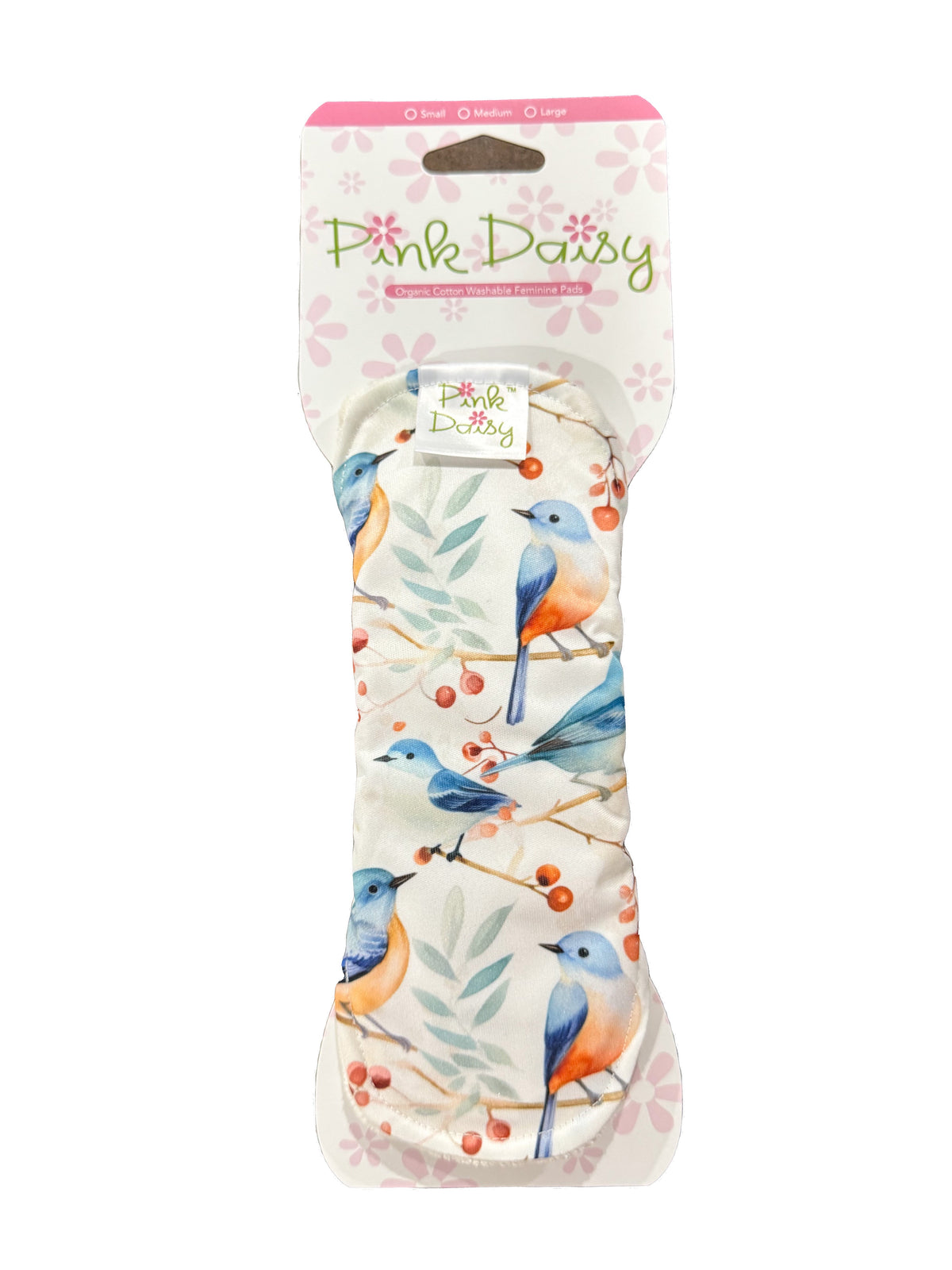 Pink Daisy Reusable Cloth Menstrual Pads – Organic Cotton Velour Top, Snap-On