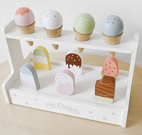 15 Pcs Wooden Popsicle Ice Cream Bar Pretend Play Set