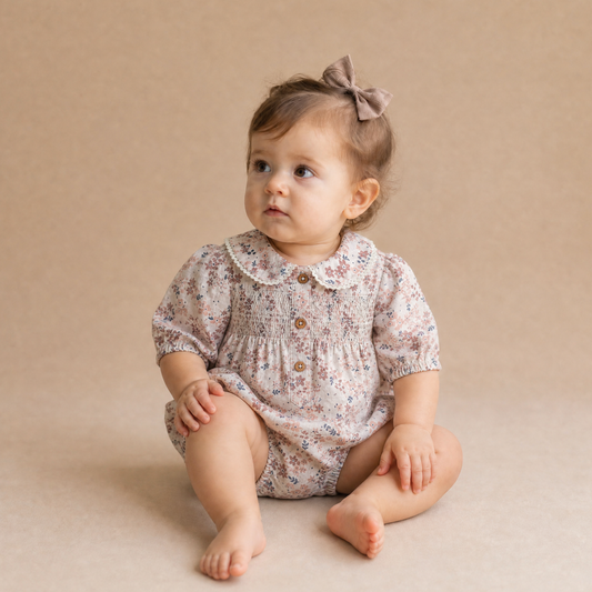 Organic Cotton Smocked Long Sleeve Bubble Romper for Babies – Wild Sprig