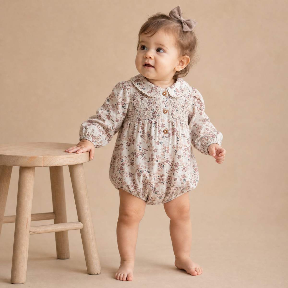 Organic Cotton Smocked Long Sleeve Bubble Romper for Babies – Wild Sprig