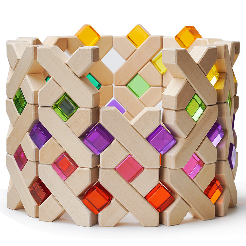 100 Pcs Rainbow Translucent Lucite Cubes Set with Storage Tray