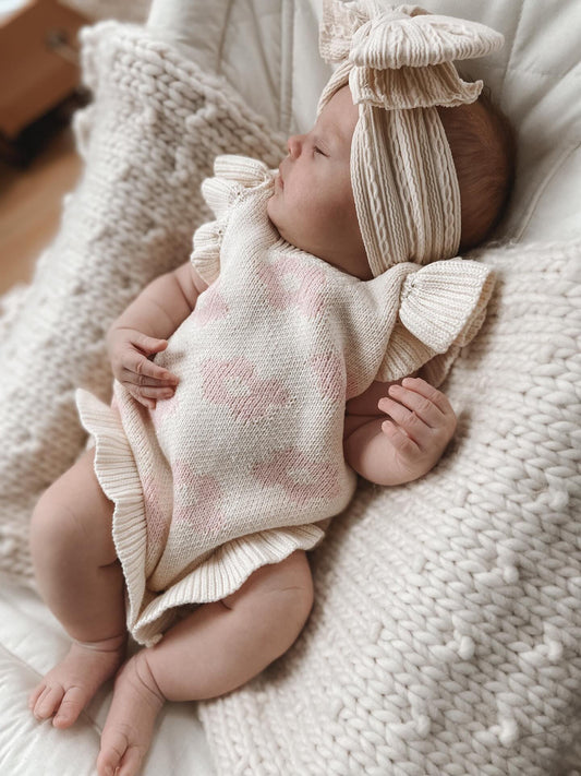 Luna + Luca Floral Frills Organic Cotton Baby Girl Romper