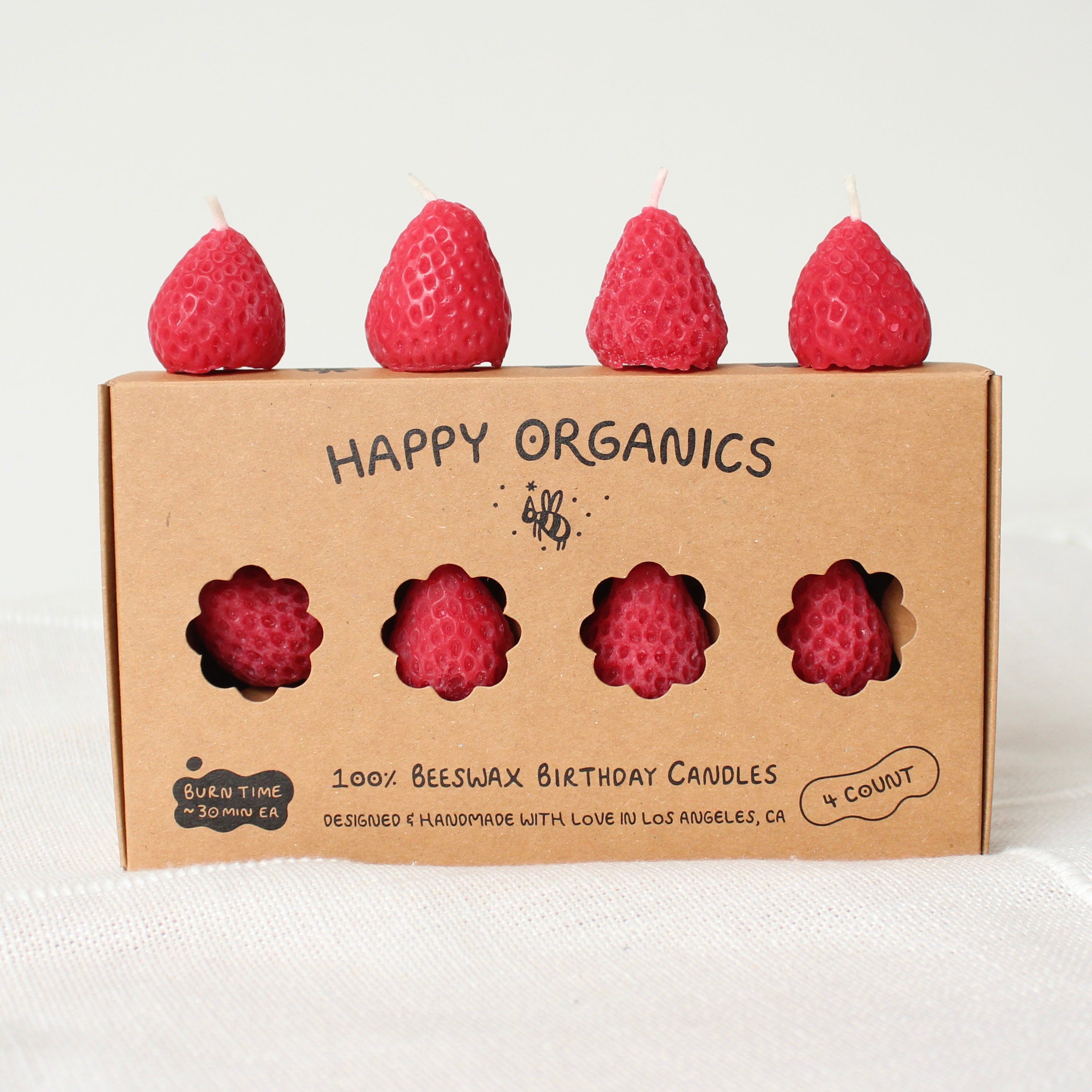 Beeswax Strawberry Birthday Candles by Happy Organics