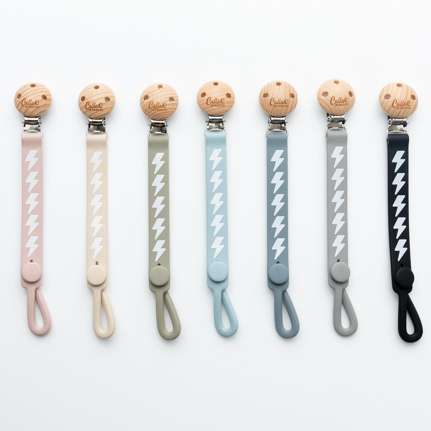 Calla and Friends Silicone Non-Toxic Nash Everything Pacifier Clip - Bolt