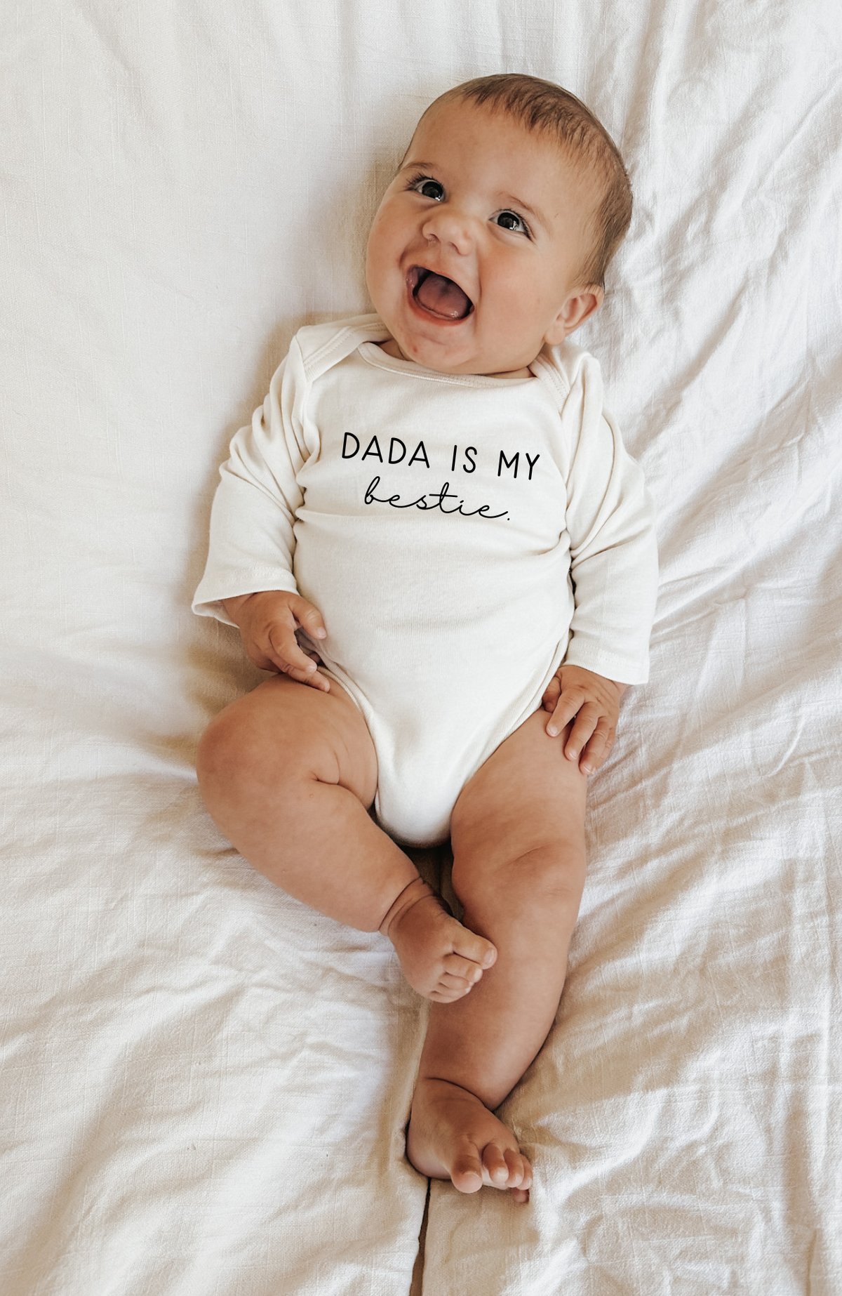 Dada is My Bestie Organic Cotton Baby Bodysuit – Long Sleeve, 0–24M