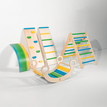Load image into Gallery viewer, Bunny Hopkins Eco-Friendly Wooden Climber Pikler Triangle Set | Rockwall, Slide, Ladder
