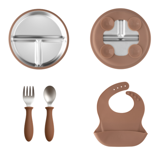 Tots Ground Complete Toddler Feeding Set - Stainless Steel & Silicone | Mocha Mousse
