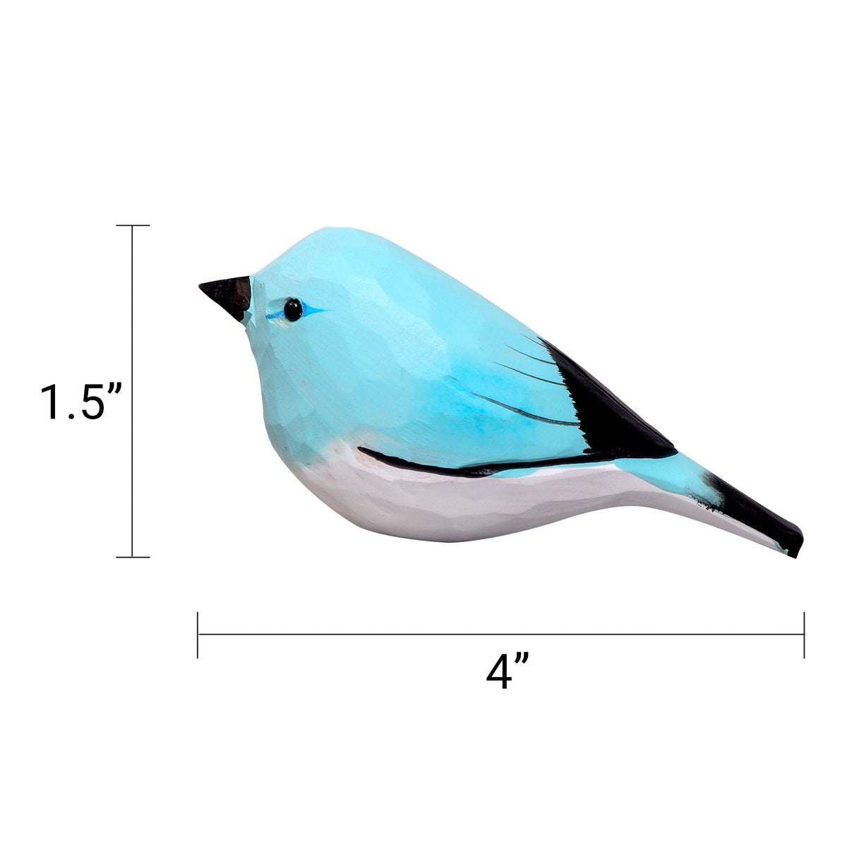 Kitsville Hand-Carved Wooden Bird Figurine – Blue