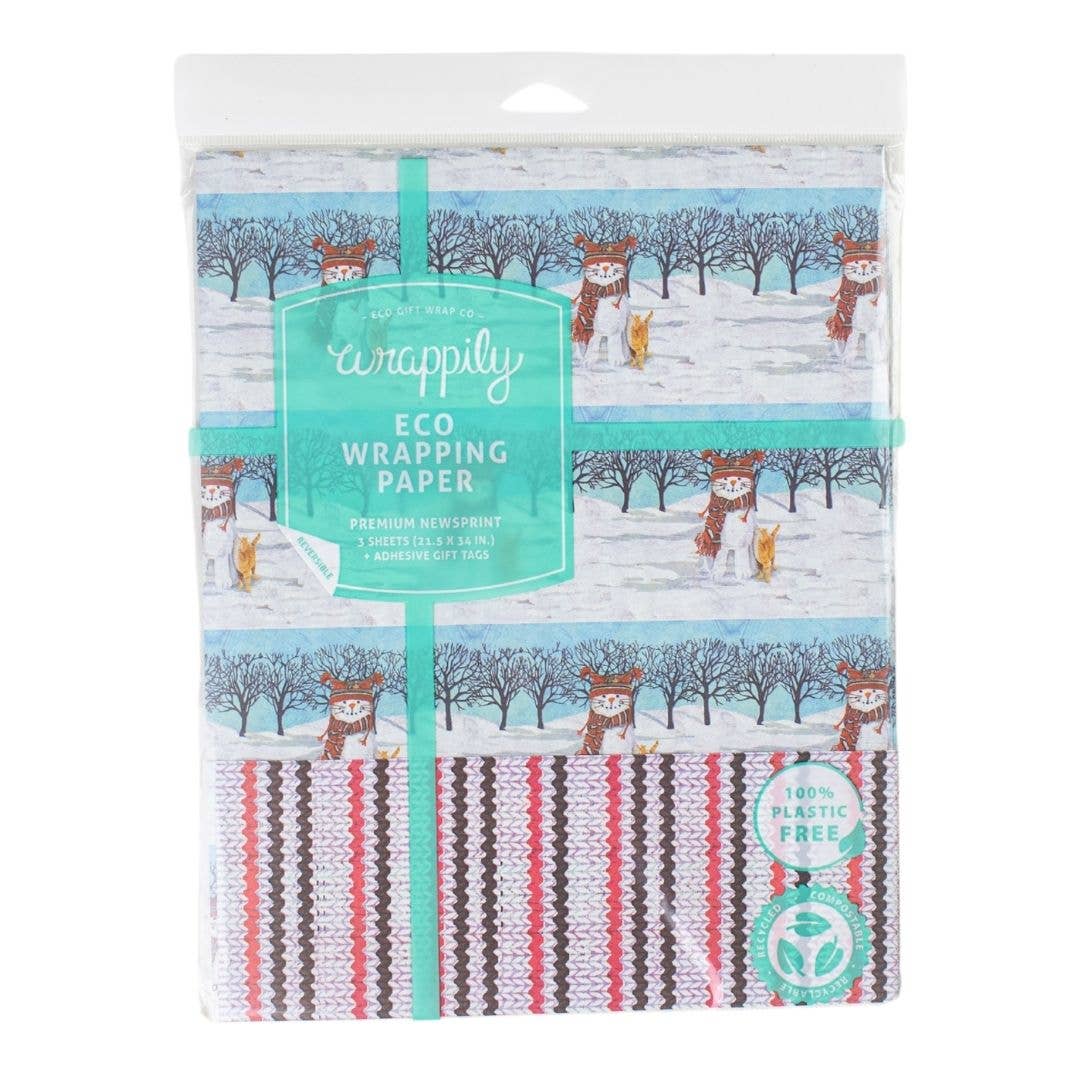 Knits 'n Kitty • Double-Sided Eco Wrapping Paper • Holiday Edition