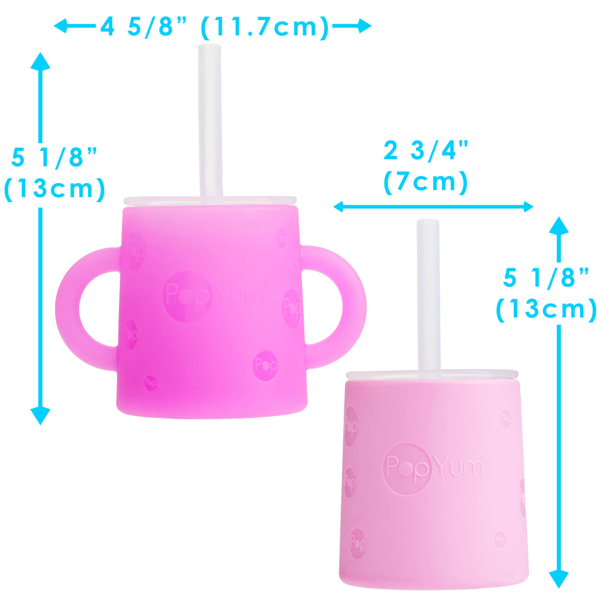 PopYum 5oz Silicone Training Cups with Straw Lid, 2-Pack – Electric Purple & Orchid Pink