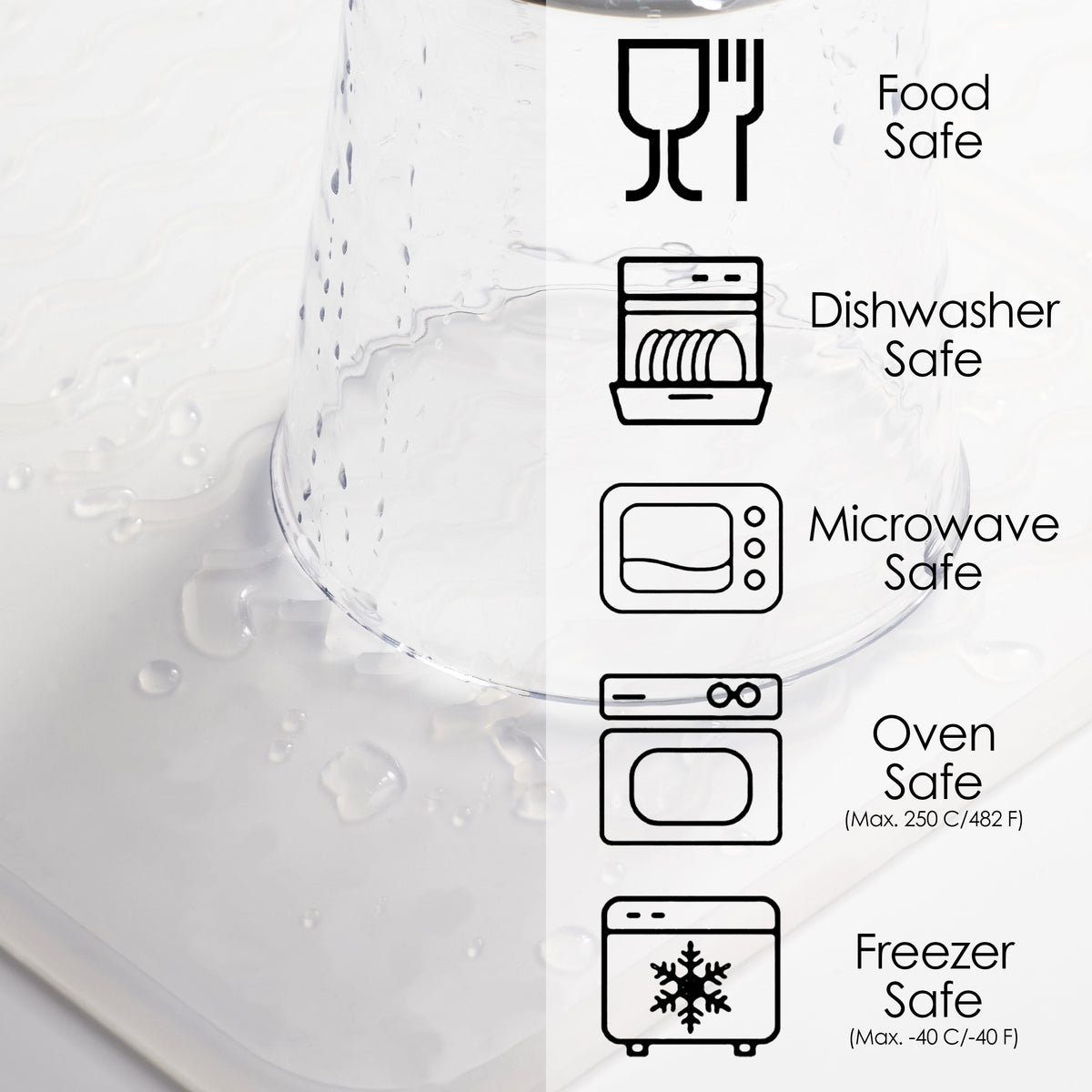 PopYum Silicone Drying Mat, 12 x 16 in – Clear Frosted, Heat Resistant