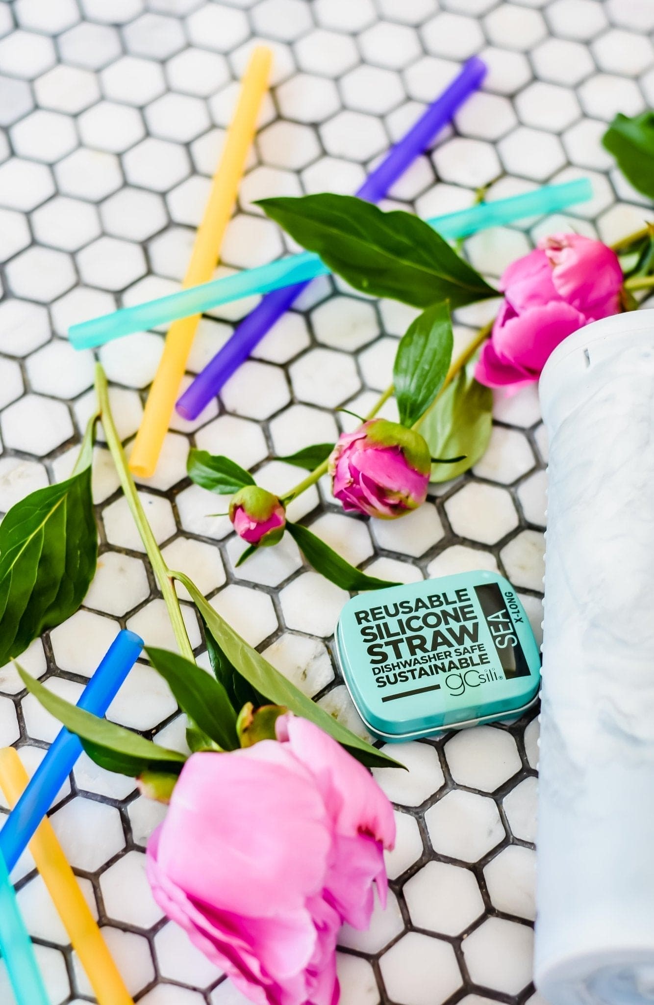 8" Reusable Silicone Straw & Travel Case, 2pk