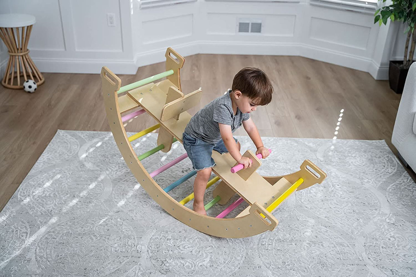 Avenlur Bailis Eco-Friendly Wooden Climbing Arch and Rocker