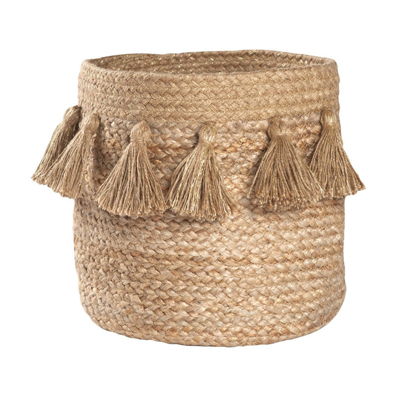 Idris Jute Storage Basket with Pompoms