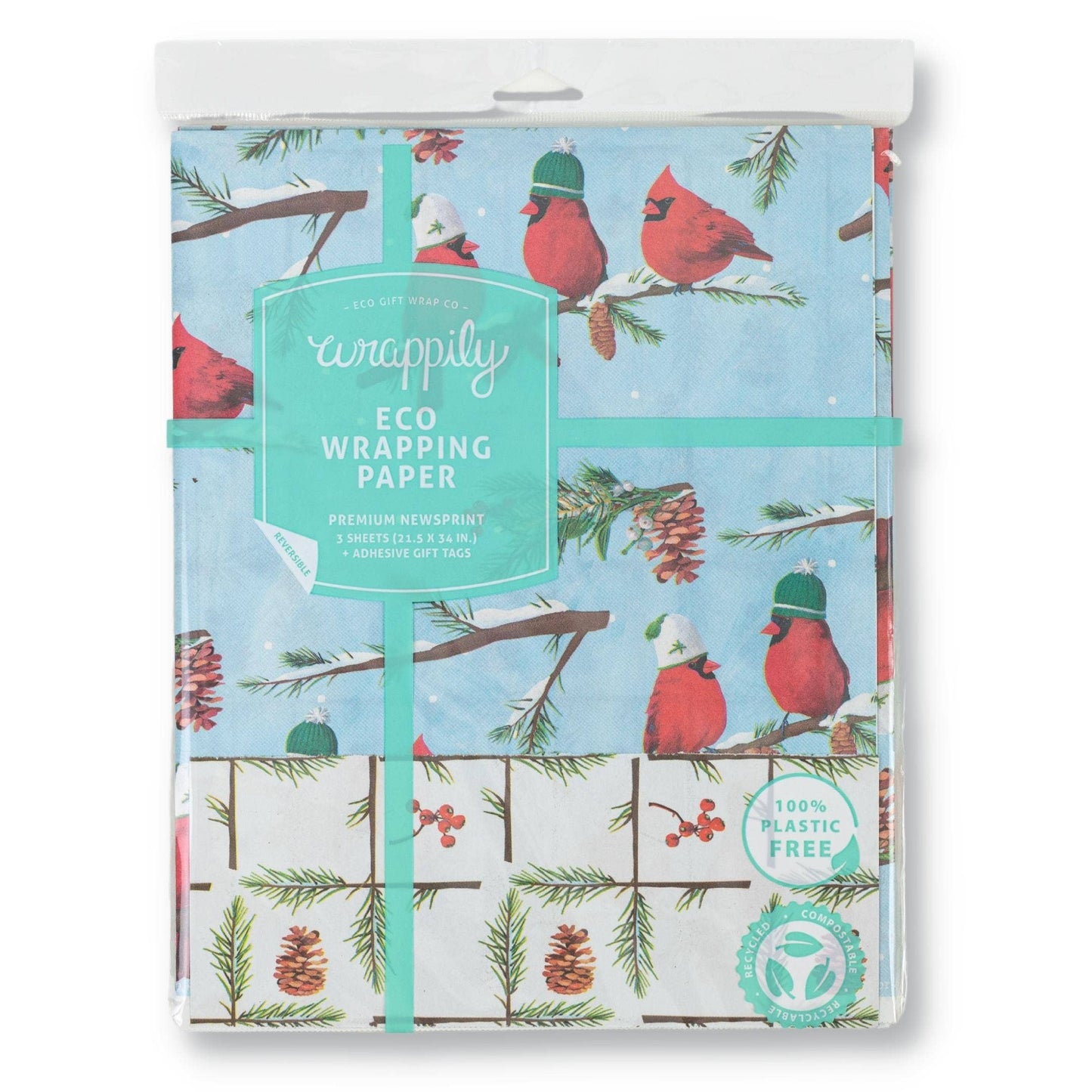 Winter Cardinals • Double-Sided Eco Wrapping Paper (Holiday Edition)