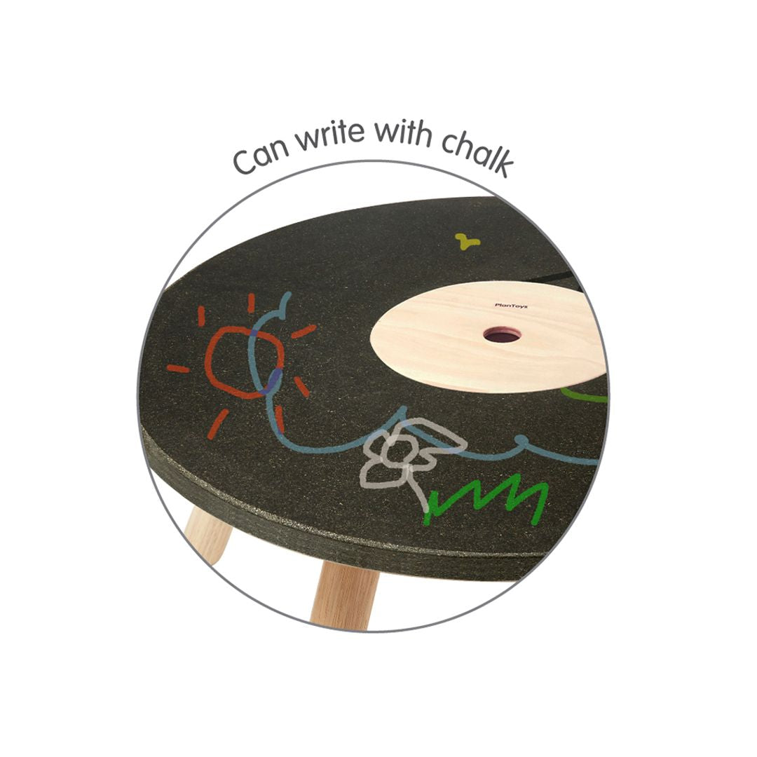 PlanToys Eco-Friendly Round Wooden Chalkboard  Kids' Table