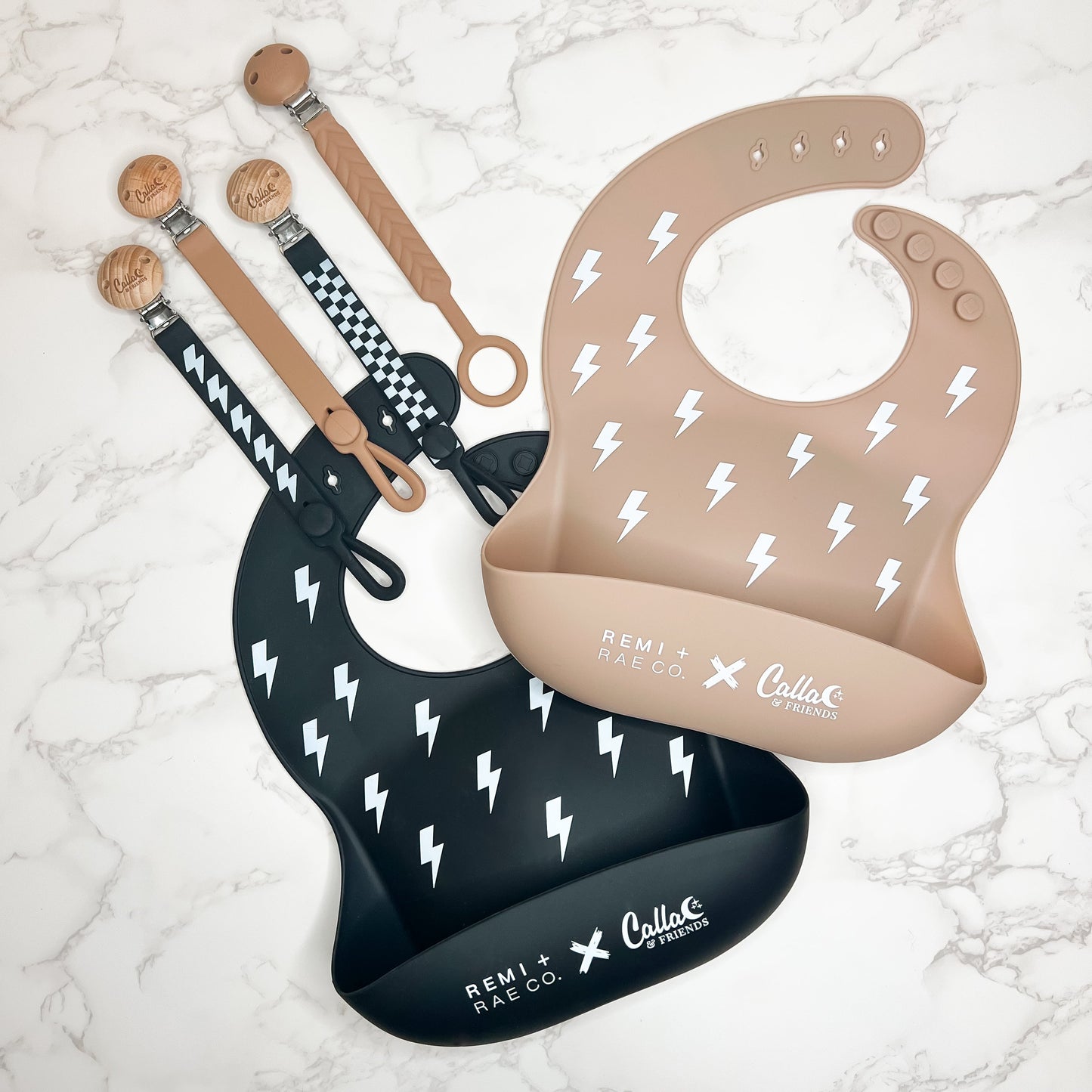 Calla and Friends Silicone Non-Toxic Nash Everything Pacifier Clip - Bolt