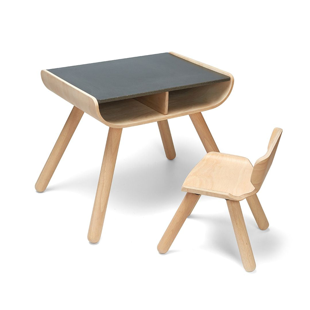 PlanToys Eco-Friendly Wooden Kids' Table & Chair - Black
