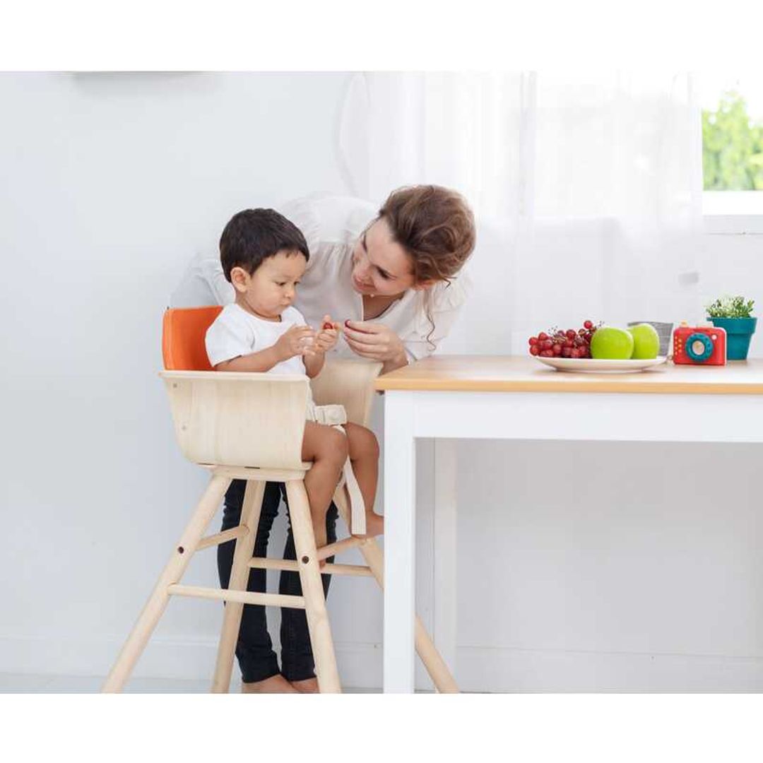PlanToys Eco-Friendly Wooden High Chair - Orange