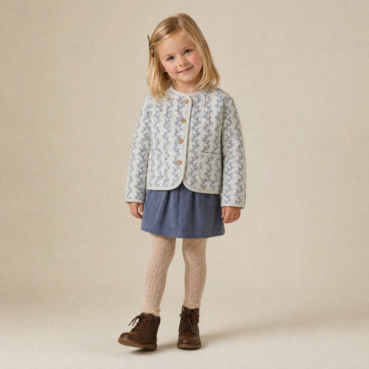 Organic Quilted Buttoned Jacket for Babies & Toddlers – Bluebell Vine
