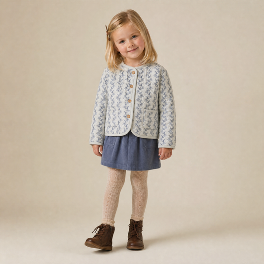 Organic Quilted Buttoned Jacket for Babies & Toddlers – Bluebell Vine