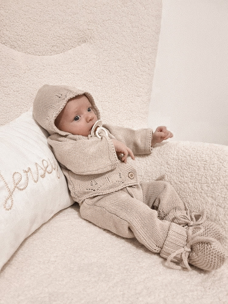 Luca + Luna Organic Cotton Bring Me Home Knit Scallop Bundle - Heather Beige