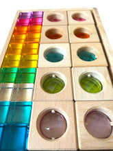 Load image into Gallery viewer, 10 PCS Square Gemmed Translucent Blocks and 20 PCS Lucite Cubes Set in Pastel Colors with Storage Tray

