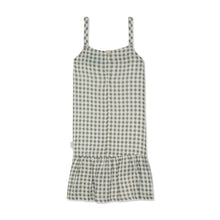 Load image into Gallery viewer, Kids Blue Gingham Linen Kid Dress - Natural/Faded Denim
