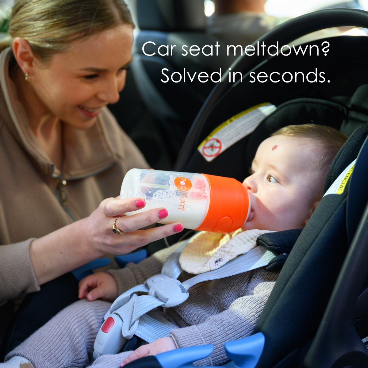PopYum 9oz Formula-Making Baby Bottle 3-Pack with Gray Drying Rack & Silicone Mat – Orange