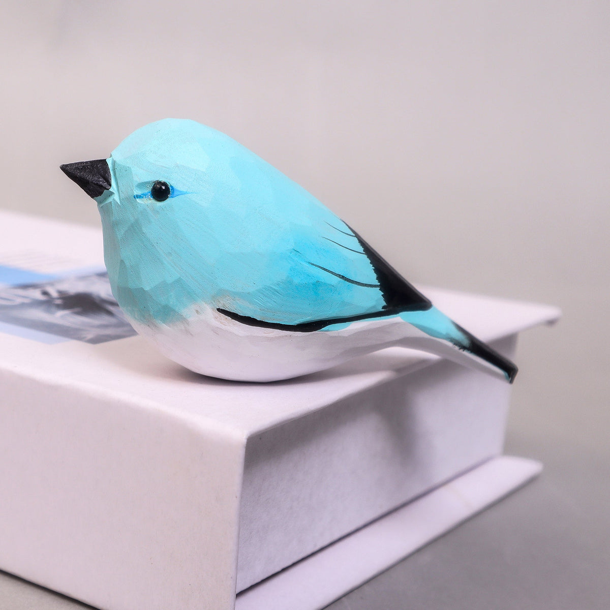 Kitsville Hand-Carved Wooden Bird Figurine – Blue