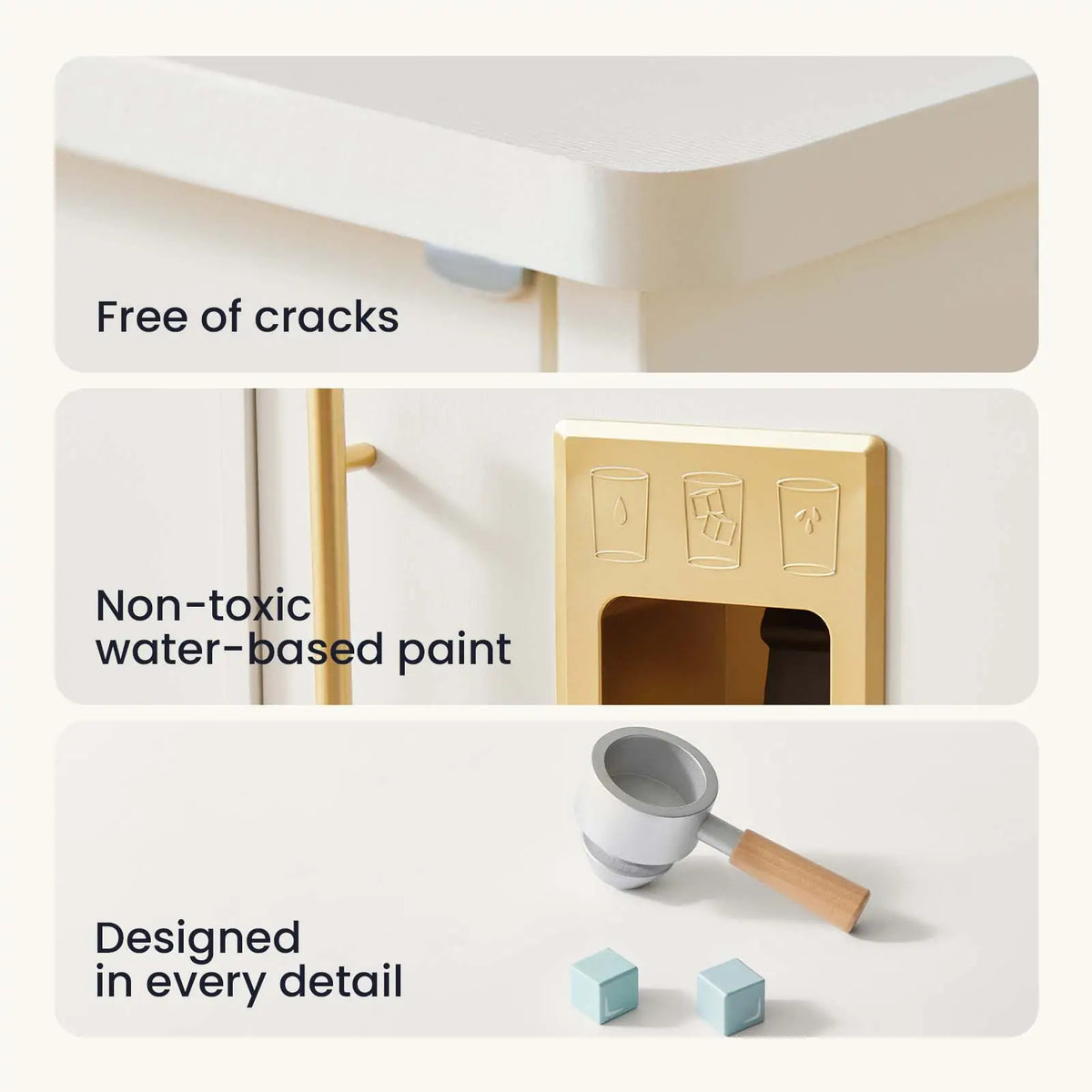 Tiny Land Iconic Aqua Play Kitchen with Running Water – Cream Pretend Play Kitchen