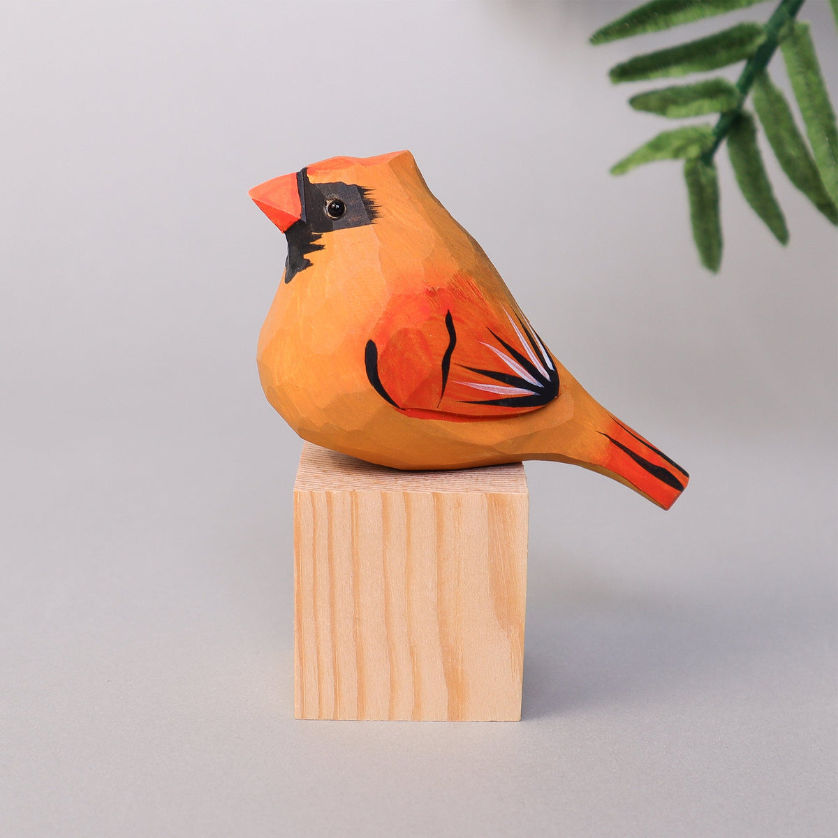 Kitsville Hand-Carved Wooden Cardinal Bird